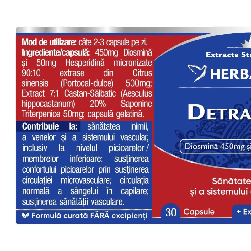 Herbagetica DetraVenos Akut, 30 capsule