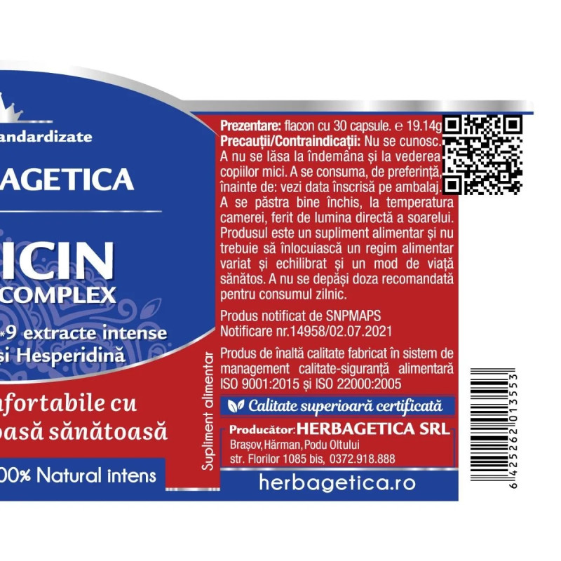 Herbagetica Varicin Complex, 120 capsule