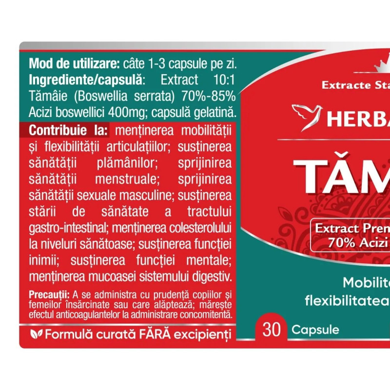 Herbagetica Tömjén – Boswellia Serrata, 60 kapszula