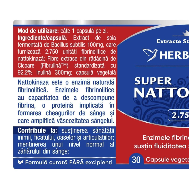 Herbagetica Super Nattokinase 2.750 FU – 60 capsule