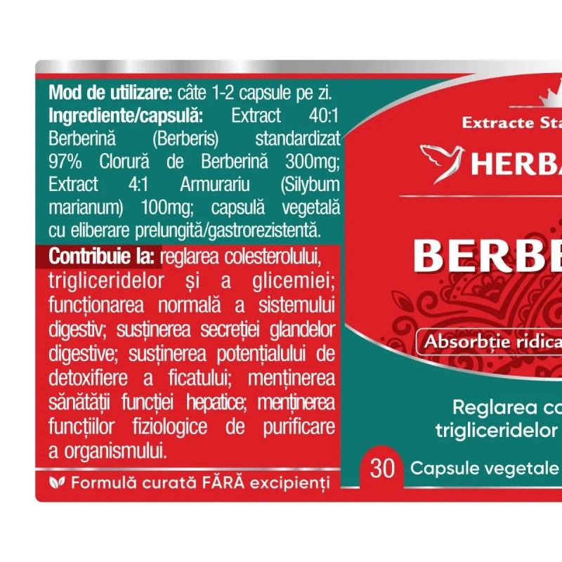 Herbagetica Berberina Bio Activa, 60 capsule