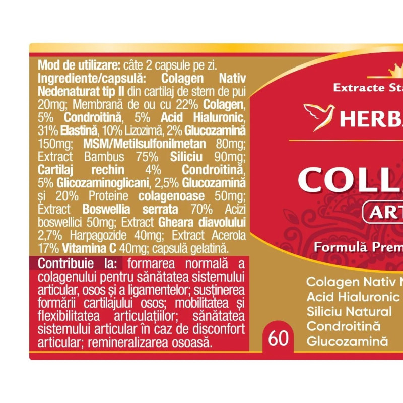 Herbagetica Collagen Artro, 60 capsule