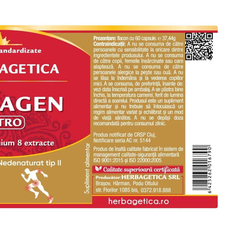 Herbagetica Collagen Artro, 60 capsule