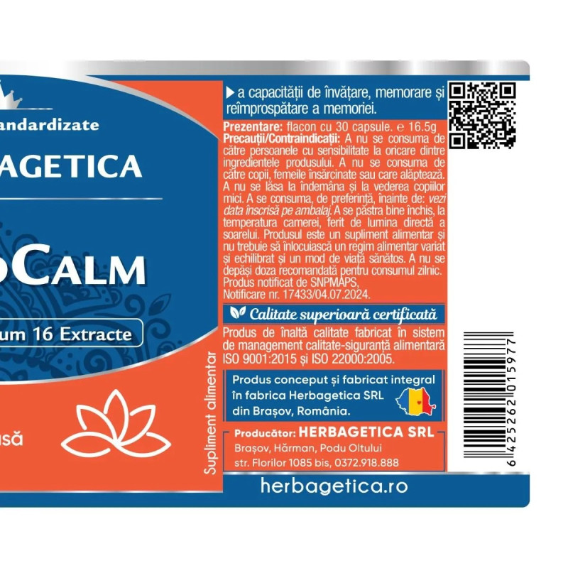 Herbagetica AnxioCalm, 60 kapszula