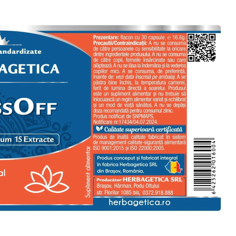 Herbagetica StressOff, 30 kapszula