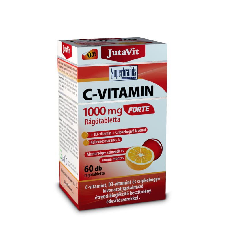 JUTAVIT VITAMINA C 1000 MG FORTE +D3+EXTRACT DE ACEROLA 60 TABLETE MASTICABILE